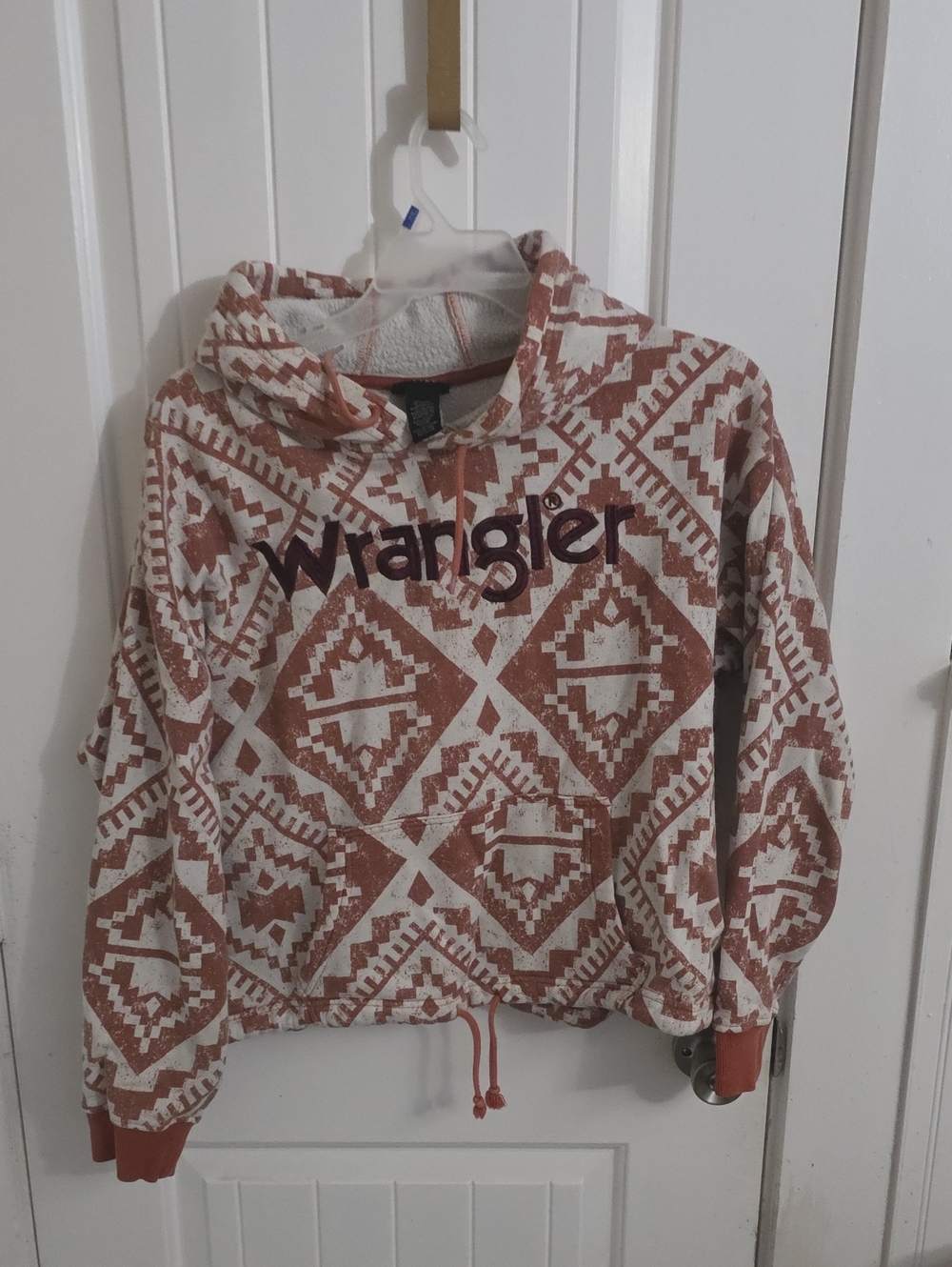 Wrangler Rust & White Aztec Hooded Pullover